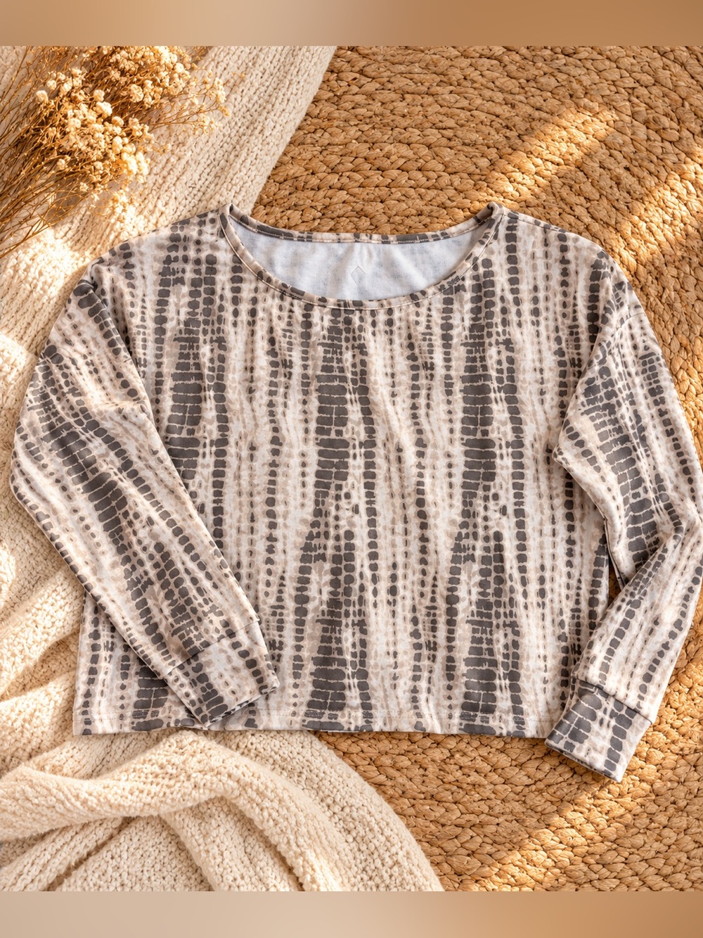 LuLaRoe Rise Balance Off Shoulder Sweatshirt Beige Taupe XS